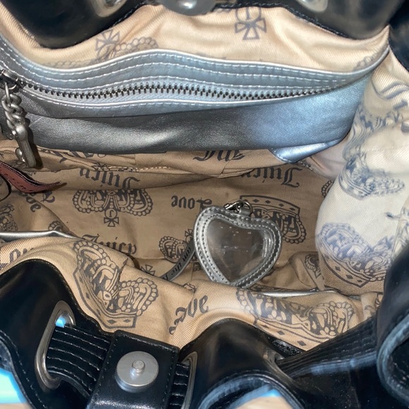 SOLD on FB. Juicy Couture Bag Scottie Y2K Grey And Pink Pewter Charm - Picture 6 of 14